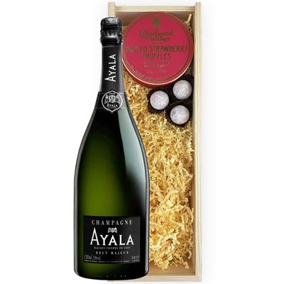 Magnum of Ayala Brut Majeur Champagne 150cl And Strawberry Charbonnel Truffles Magnum Box